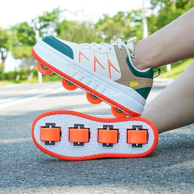 Roller Skate Shoes & Sneakers with Wheels, Outdoor Roller Skates for Girls Boys, Shoes with Wheels for Christmas Birthday Gift