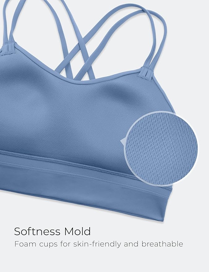 CRZ YOGA Softness Mold Womens Butterluxe Strappy Longline Sports Bra - Double Spaghetti Strap Workout Yoga Crop Top Athletic