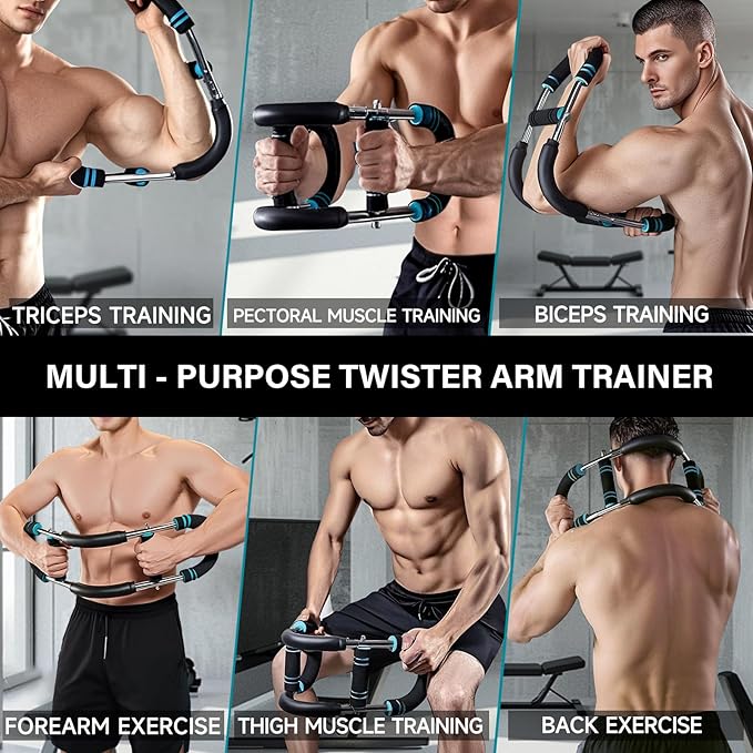 Twister Arm Trainer, 60-110lb Arm Exerciser, Adjustable Chest Workout Equipment Power Twister Bar for Upper Body Strength Training, Arm Strength Trainer Forearm Shoulder Home Fitness Equipment