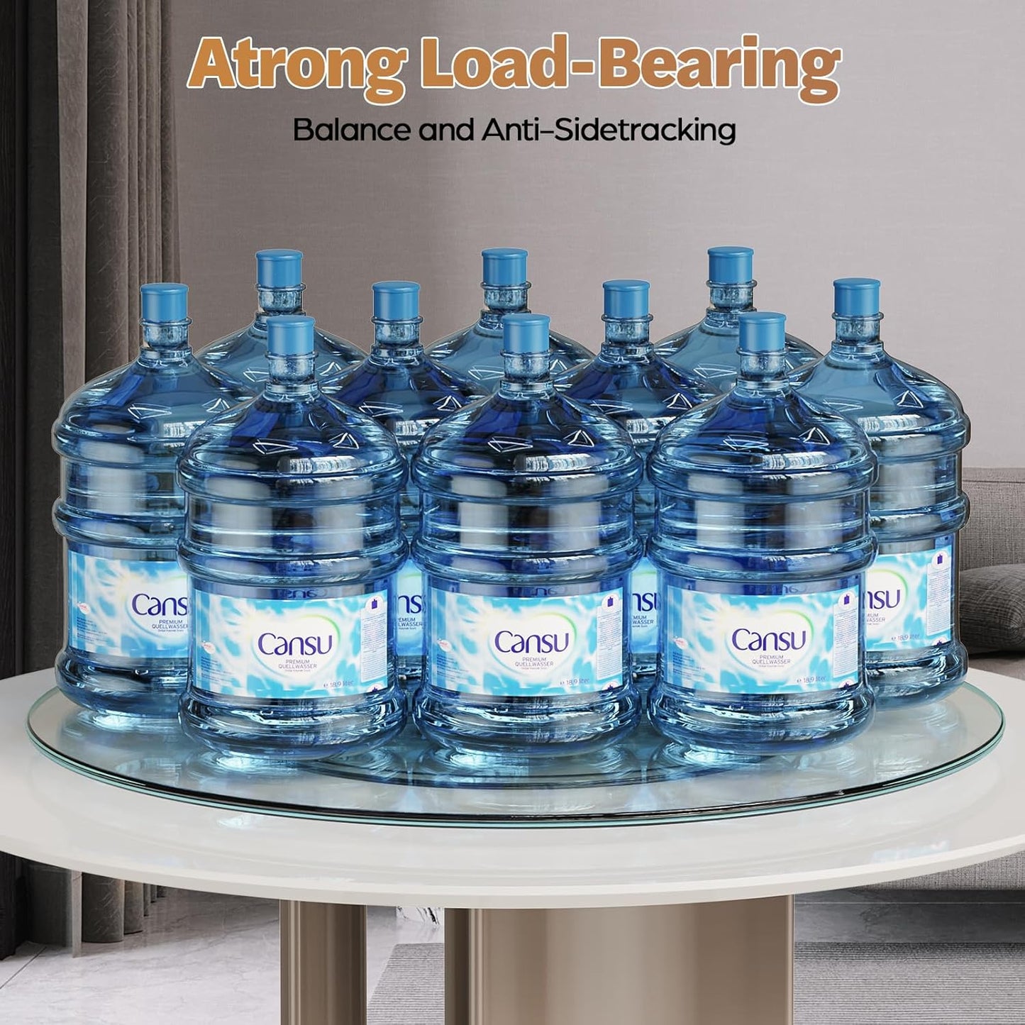 35" Glass Lazy Susan for Dining Table - Tempered Glass Round Clear Tabletop Large Rotating Tray, Silent & Smooth Spin (35inch/90cm)