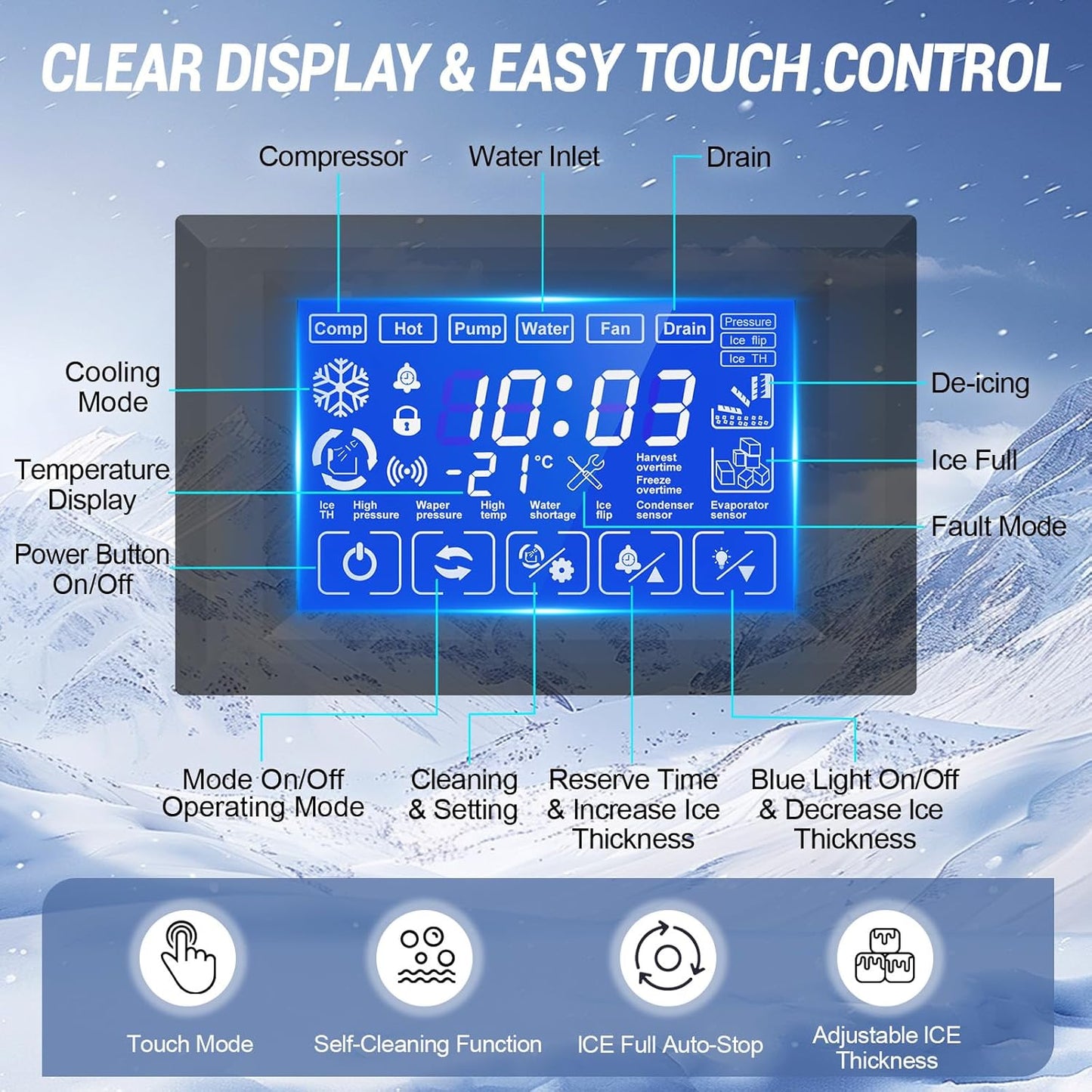 Commercial Ice Maker 600 Lbs/24H Ice Machine Large Capacity Stainless Steel, 182 Ice Trays Industrial Ice Machine, 350 Lbs Storage Commercial Ice Maker Machine Freestanding, Cube Ice Maker Commercial