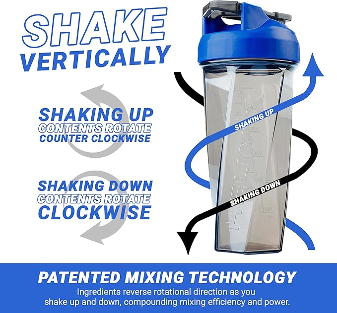 HELIMIX 2.0 Vortex Blender Shaker Bottle Holds upto 28oz | No Blending Ball or Whisk | USA Made | Portable Pre Workout Whey Protein Drink Shaker Cup | Mixes Cocktails Smoothies Shakes | Top Rack Safe