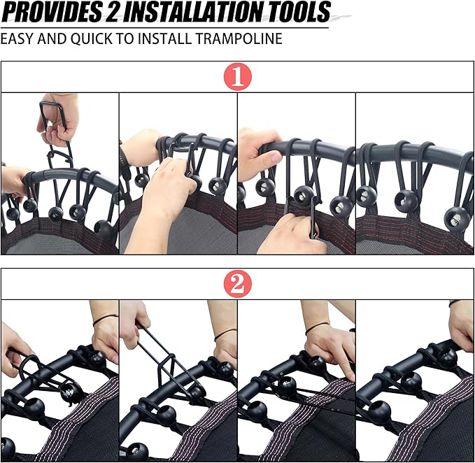 Newan 40" Silent Mini Trampoline with Adjustable Handle Bar Fitness Trampoline Bungee Rebounder Jumping Cardio Trainer Workout for Adults - Max Limit 330 lbs