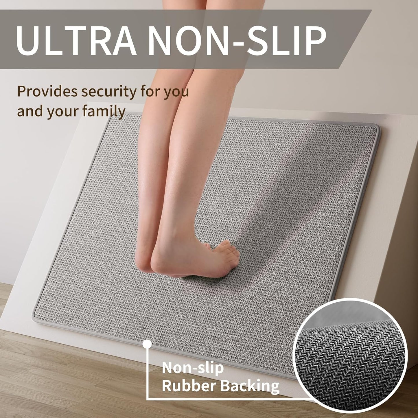 Non Slip Kitchen Rugs, Oil and Water Absorbent Runner Rugs for Kitchen, Kitchen Mat in Front of Sink,17x47 Gray Kitchen Mat,Non-Slip and Durable Kitchen Mats for Floor