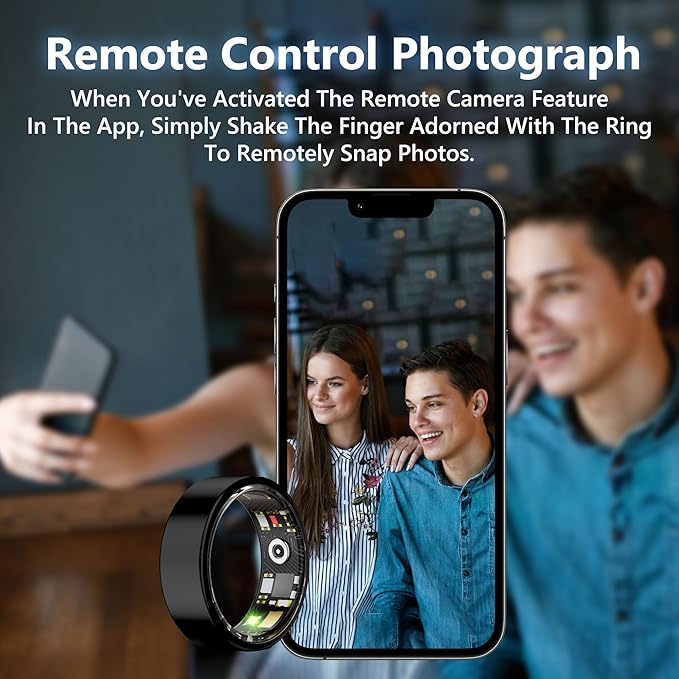 Smart Health Ring for Women Men Fitness Tracker with Heart Rate, Blood Oxygen, Blood Pressure, Sleep Monitoring, Step Counting, IP68 Waterproof for iPhone and Android, No APP Fee, Gold 9#