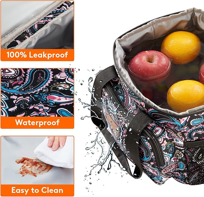 Lifewit Medium Lunch Bag Insulated Lunch Box Soft Cooler Cooling Tote for Adult Men Women, Paisley 12-Can (9L)