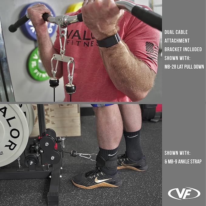 Valor Fitness BD-62 Wall Mounted Cable Machine with Adjustable Dual Pulley System Functional Home Gym Workout Equipment