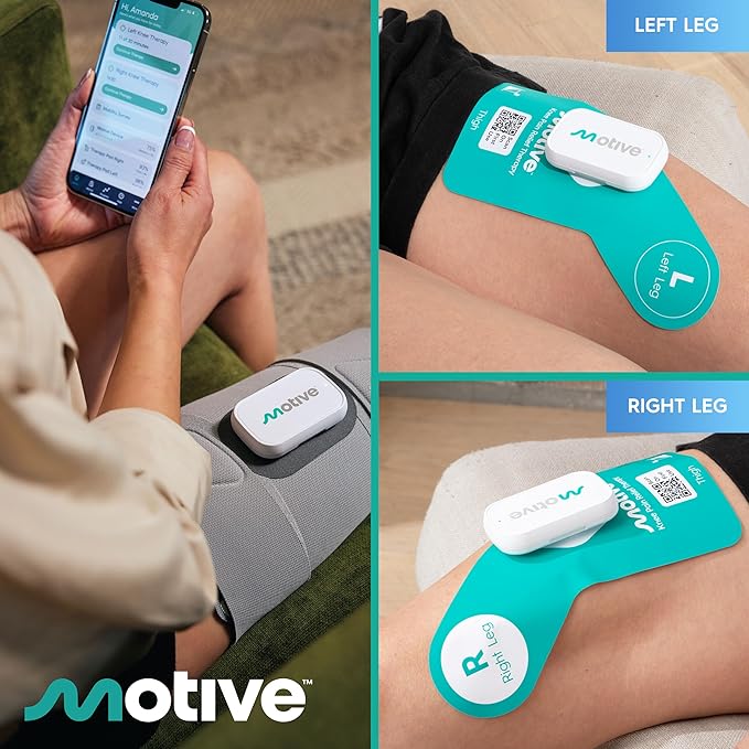 Motive Knee Pain Relief Therapy - Advanced Non-TENS Device to Treat Muscle Weakness, App Controlled, and a Portable Home Treatment for Pain Management Solution - Both Knees