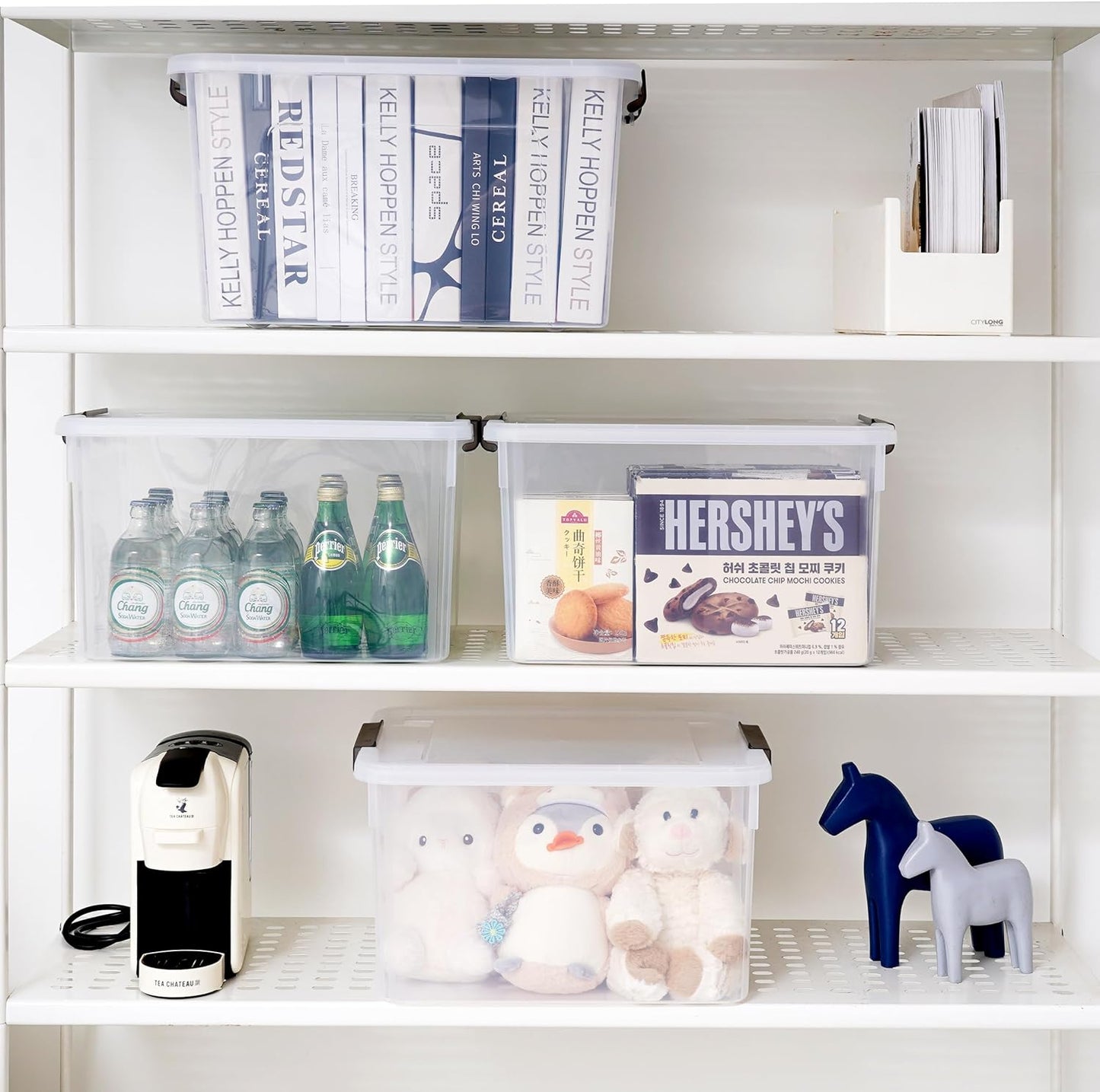 Citylife 32 QT Plastic Storage Bins with Latching Lids Stackable Storage Containers for Organizing Large Clear Storage Box for Garage, Closet, Classroom, Kitchen, 2 Packs