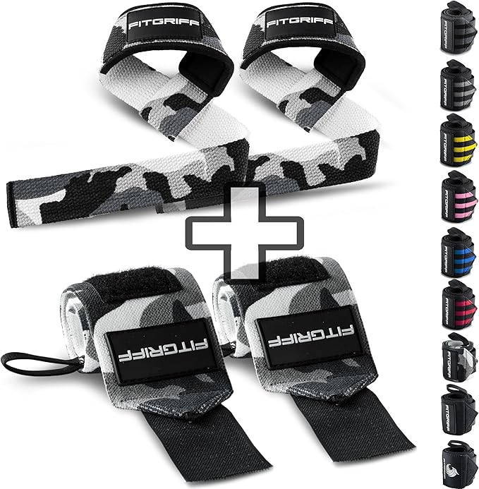 Fitgriff® Lifting Straps & Wrist Wraps (Bundle) Superior Support for Weightlifting & Gym Workouts - for Men and Women