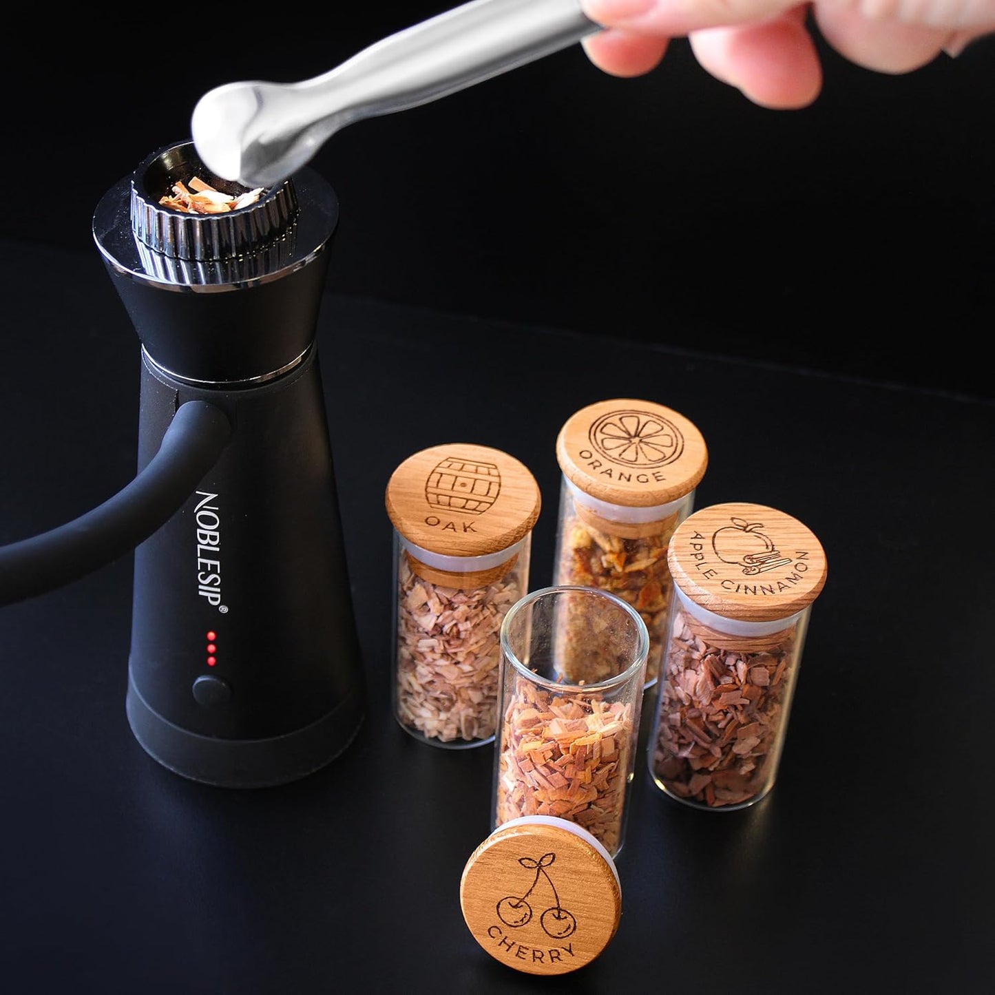 Cocktail Smoker Kit with Glass Dome, Wood Chips for Smoking Drinks and Food 𝗣𝗥𝗘𝗠𝗜𝗨𝗠 "Smoky Crown". Add smoky flavors to Whiskey, Bourbon, Old Fashioned, Cheese, Charcuterie, Deserts