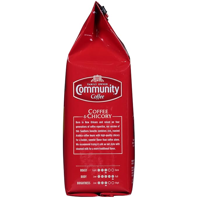 Community Coffee and Chicory, 72 Ounces Ground Coffee, Medium Dark Roast, 12 Ounce Bag (Pack of 6)