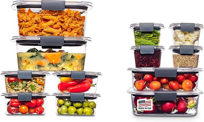 Rubbermaid Brilliance BPA-Free Airtight Food Storage Containers, 24-Piece Set, Easy for Meal Prep, Lunch & Leftovers