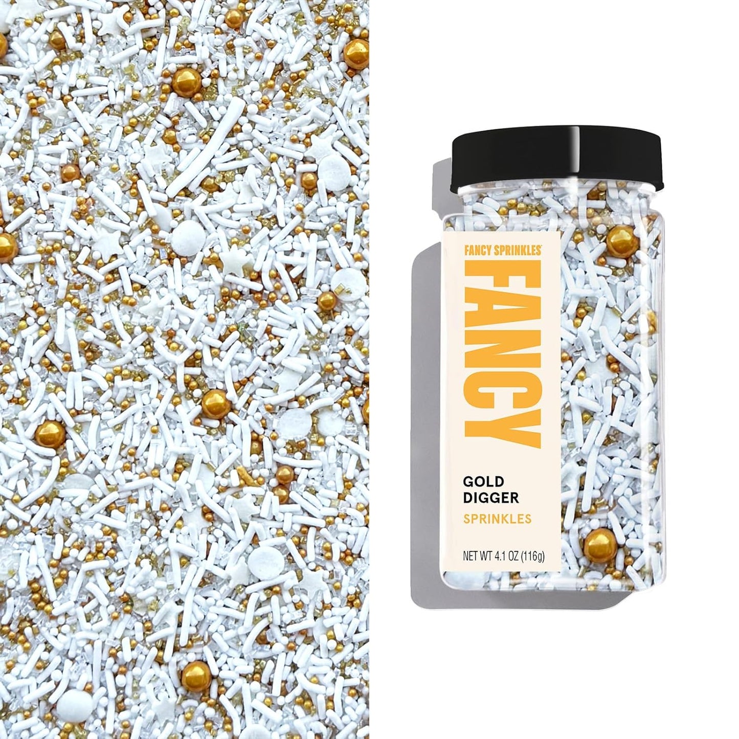 Fancy Sprinkles Gold Digger Sprinkles Real Sugar, For Ice Cream, Cookies, Cakes, Cupcakes, Dessert Decorating Sprinkles (0.5c)