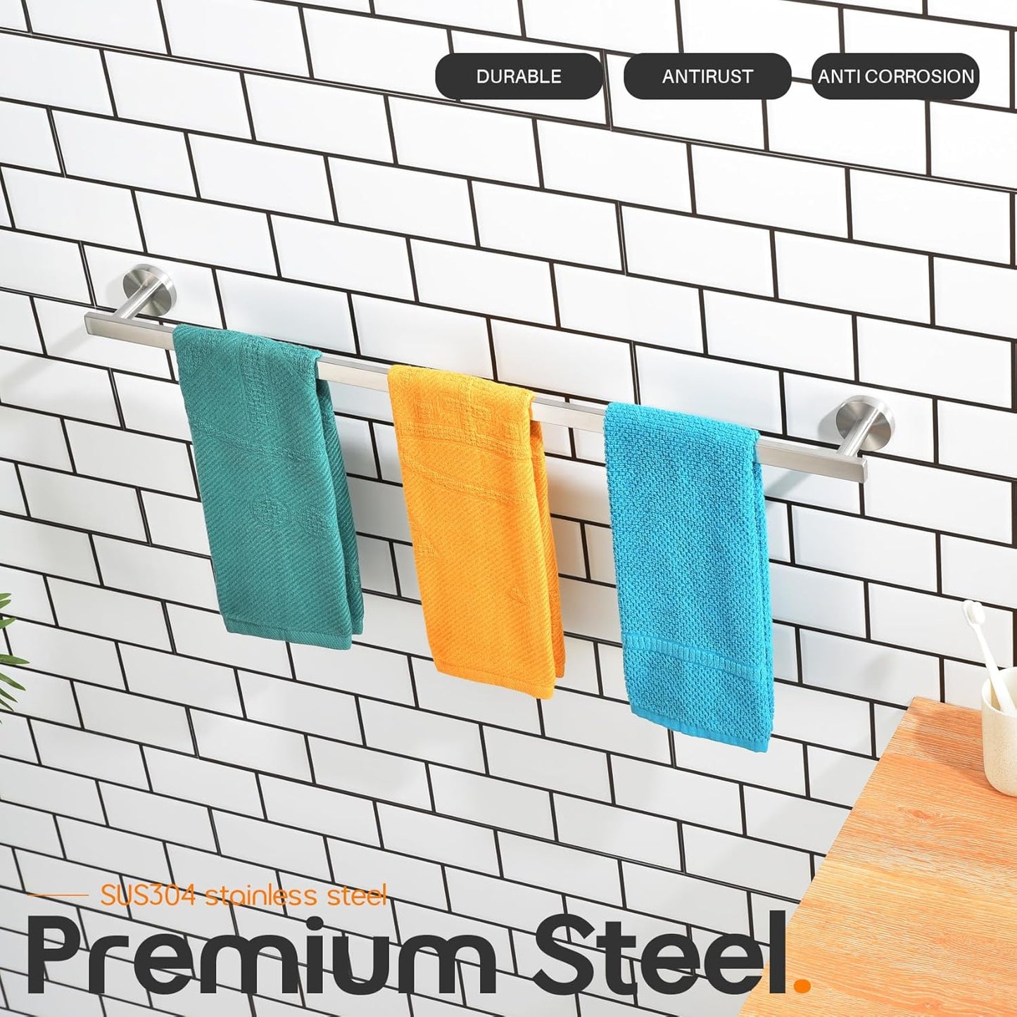 32 Inch Bathroom Towel Bar Bath Towel Rack Kitchen Towel Holder Long Towel Rails Wall Mounted SUS304 Stainless Steel Brushed Nickel AN4001BR-L32