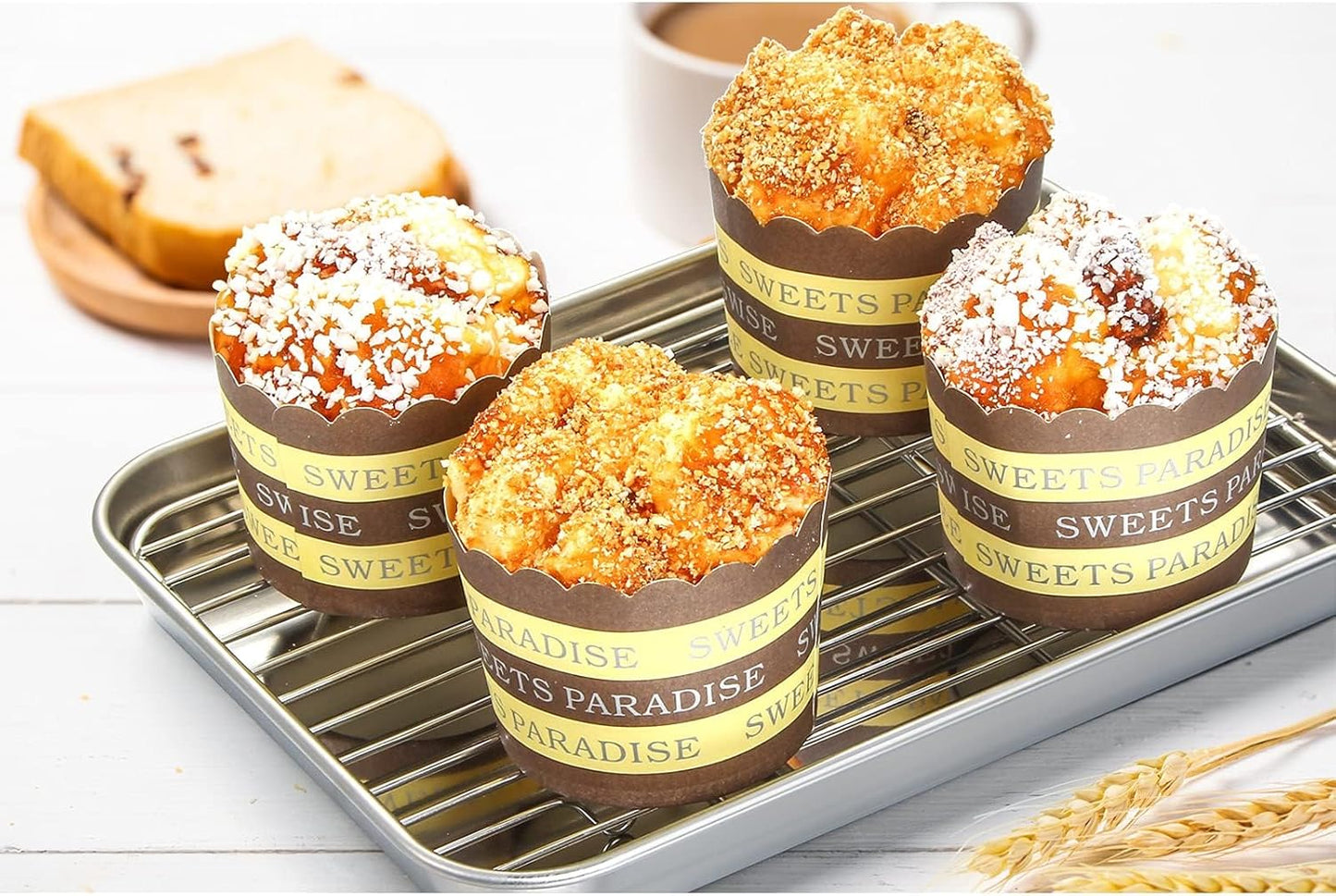 Baking Sheet with Rack Set, Yododo Set of 4 (2 Sheets + 2 Racks), Stainless Steel Cookie Sheet Baking Pan Tray with Cooling Rack, Non Toxic & Heavy Duty & Easy Clean - Size of 9 inch