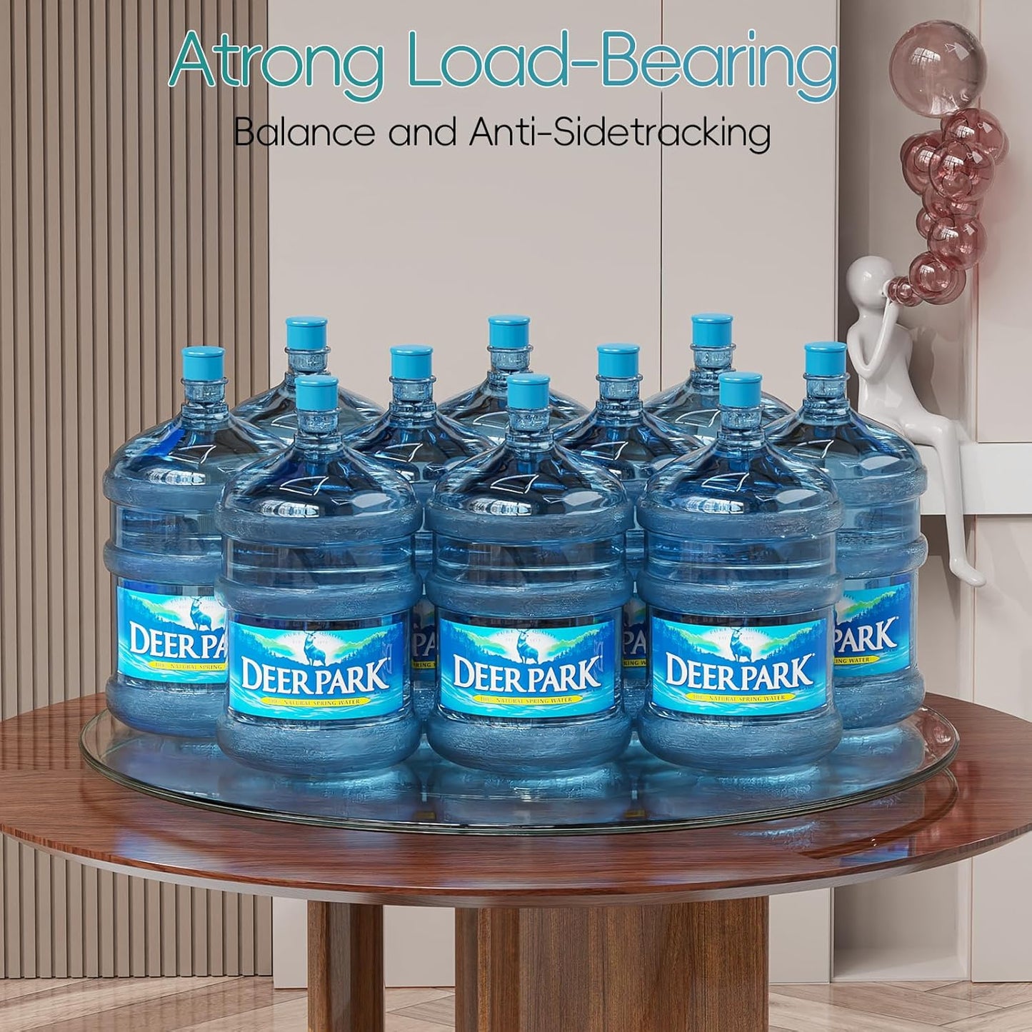 31" Large Lazy Susan for Dining Table Kitchen Glass Turntable with Aluminum Alloy Bearing, Smooth Swivel