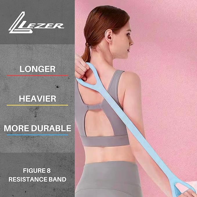 LEZER Figure 8 Resistance Band, Fitness Elastic Rope, Execrise Workout for Arm, Back, Chest and Shoulder, Yoga, Pilates, Stretching, Physical Therapy Equipment