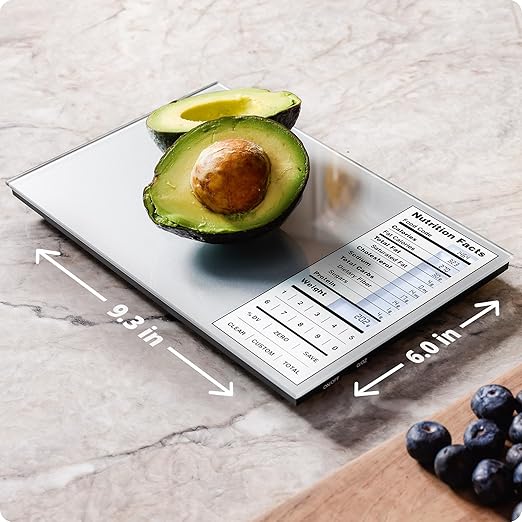 Greater Goods Nutrition Scale (Non‑Connected) – Food Grade Glass, 2,000 Food Codes Preloaded, Compact (9.33"x6.02"x0.91") for Portion Control & Meal Prep