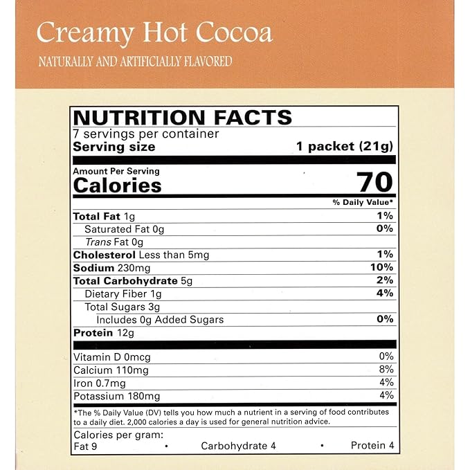 Nutmeg State Nutrition - Creamy Hot Chocolate - Low Carb, KETO Friendly, Instant Mix with 12g Protein, Low Sugar, Diabetic Friendly, Low Calorie, Low Fat (7 Count) (Hot Cocoa, 1 Pack)