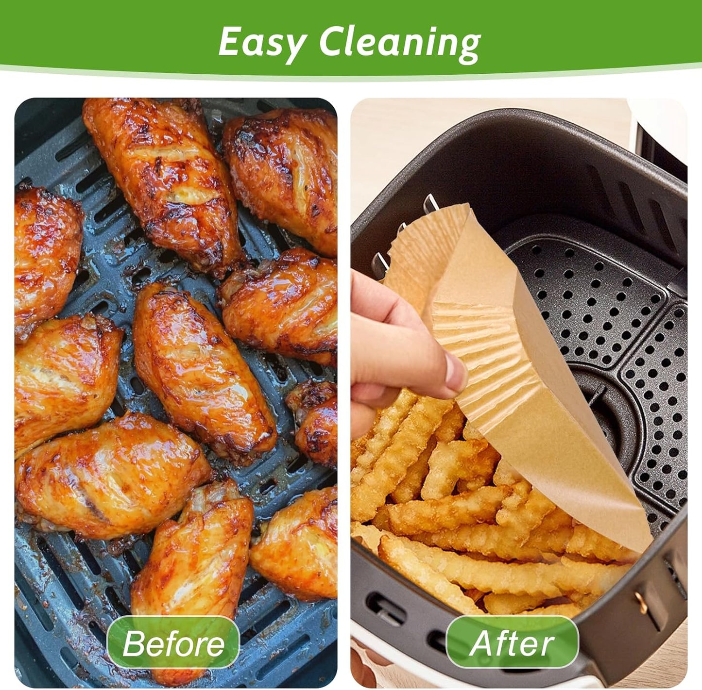 360 Pcs 6.5” Square Unbleached Heavy Duty Air Fryer Paper Liners Disposable, Non-Stick & Non-Leak Parchment Paper Liners for Airfryer Basket, Deep Fryer Parts & Accessories