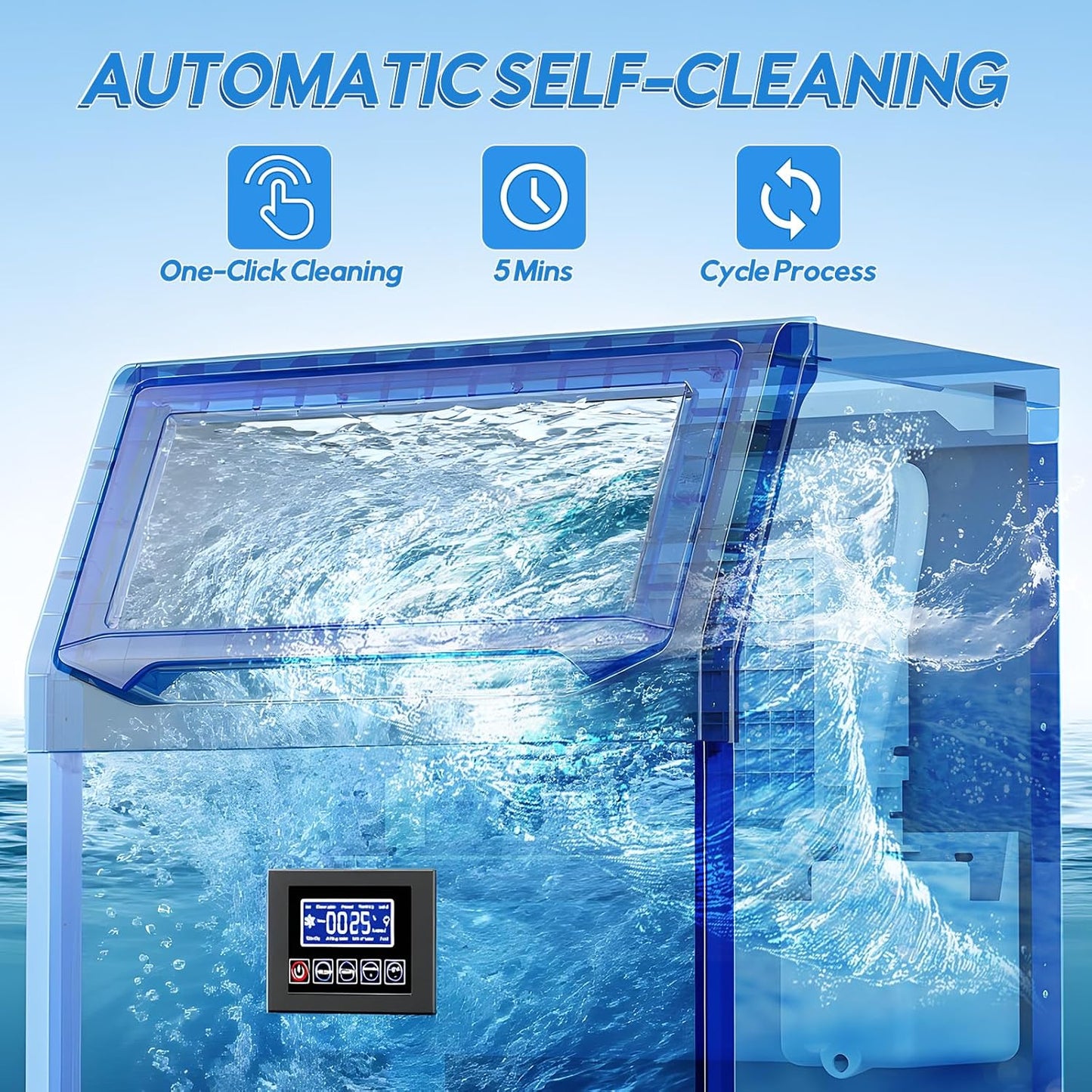 Commercial Ice Maker Machine 400LBS/24H with 125LBS Large Ice Storage Bin, 126Pcs Clear Ice Cubes in 11Mins, Stainless Steel Under Counter Industrial Ice Machine for Bar, Restaurant Business