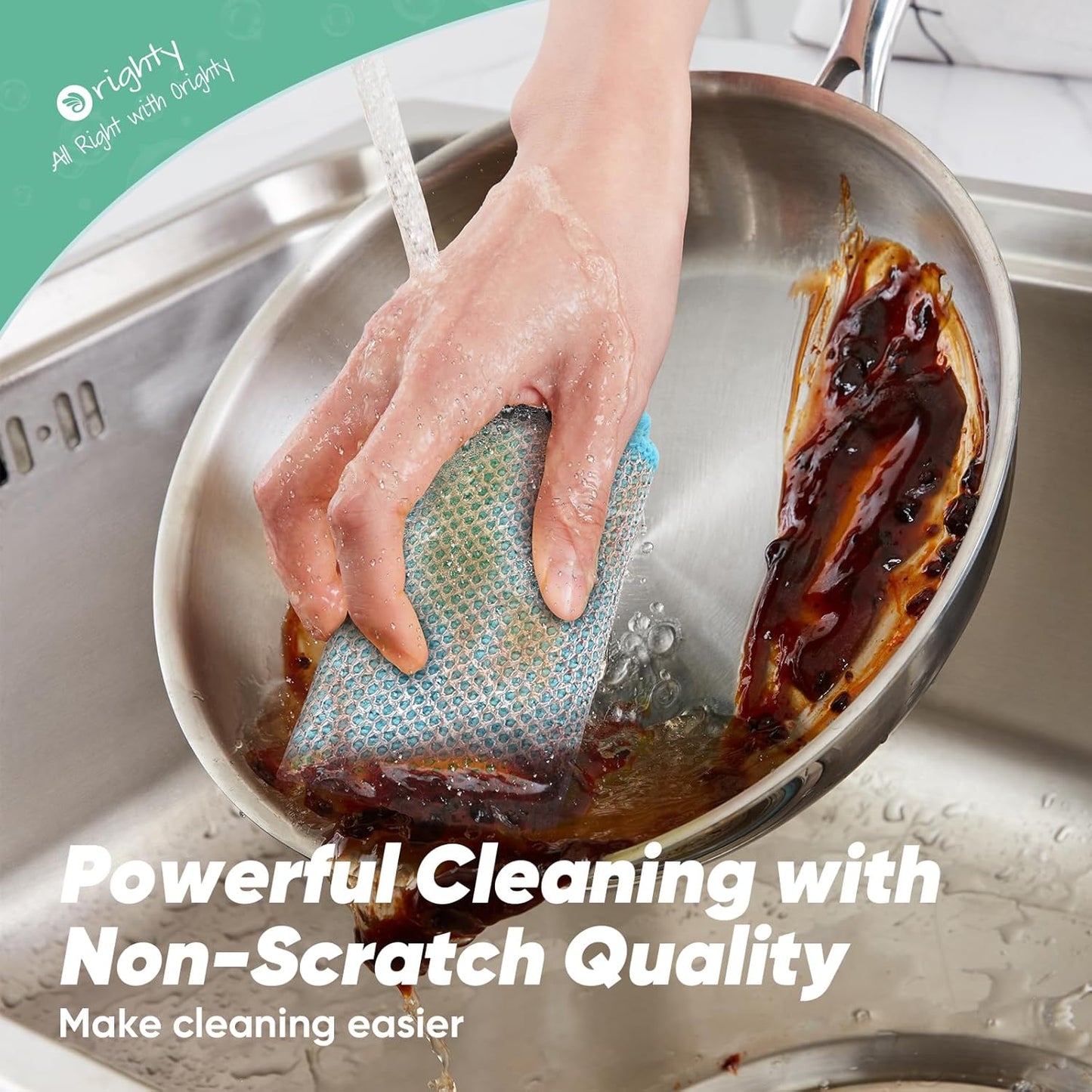 Orighty Multipurpose Wire Dishwashing Rag 24 Pcs, Upgraded Double-Layer Non-Scratch Wire Dish Cleaning Cloths, Kitchen Reusable Steel Scrubber, Powerful Dishcloth Rag for Cookware, Multicolor, 7"x8"