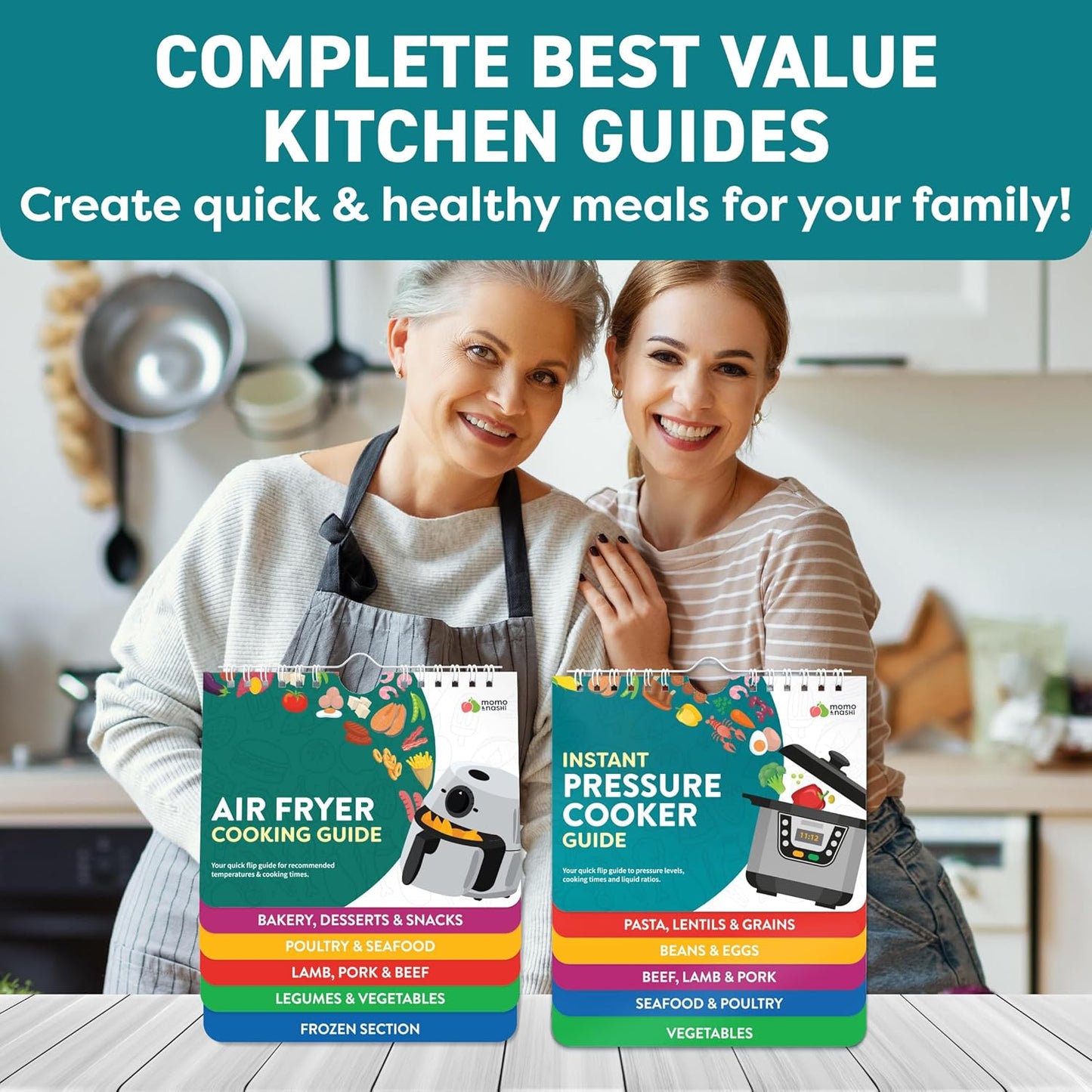 Air Fryer & Instant Pot Magnetic Cooking Guides - 7" x 6" Each - Set of 2 Instant Pot Air Fryer Accessories Cook Books - Airfryer Kitchen Accessories & Kitchen Gadgets 2025