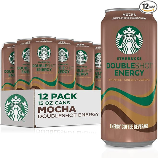 Starbucks Doubleshot Energy Drink Coffee Beverage, Mocha, Iced Coffee, 15 fl oz Cans (12 Pack) (Packaging May Vary)