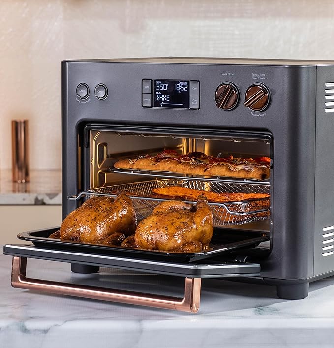Café Couture Oven with 14 essential cooking modes, including Air Fry, CrispFinish, Bake, Broil, Roast, Toast, Pizza, WiFi & Smart Connected, Voice Control, Countertop Small Appliances, Matte Black