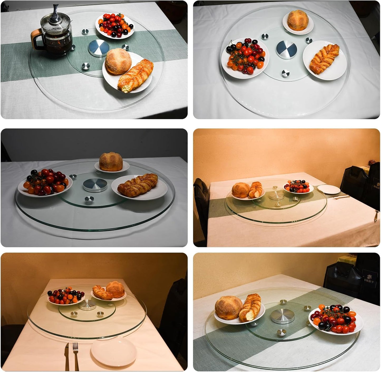 40" Heavy-Duty Lazy Susan Turntable - 1/3" Extra-Thick Tempered Glass - Silent & Smooth Swivel for Large Dining Tables, Centerpiece