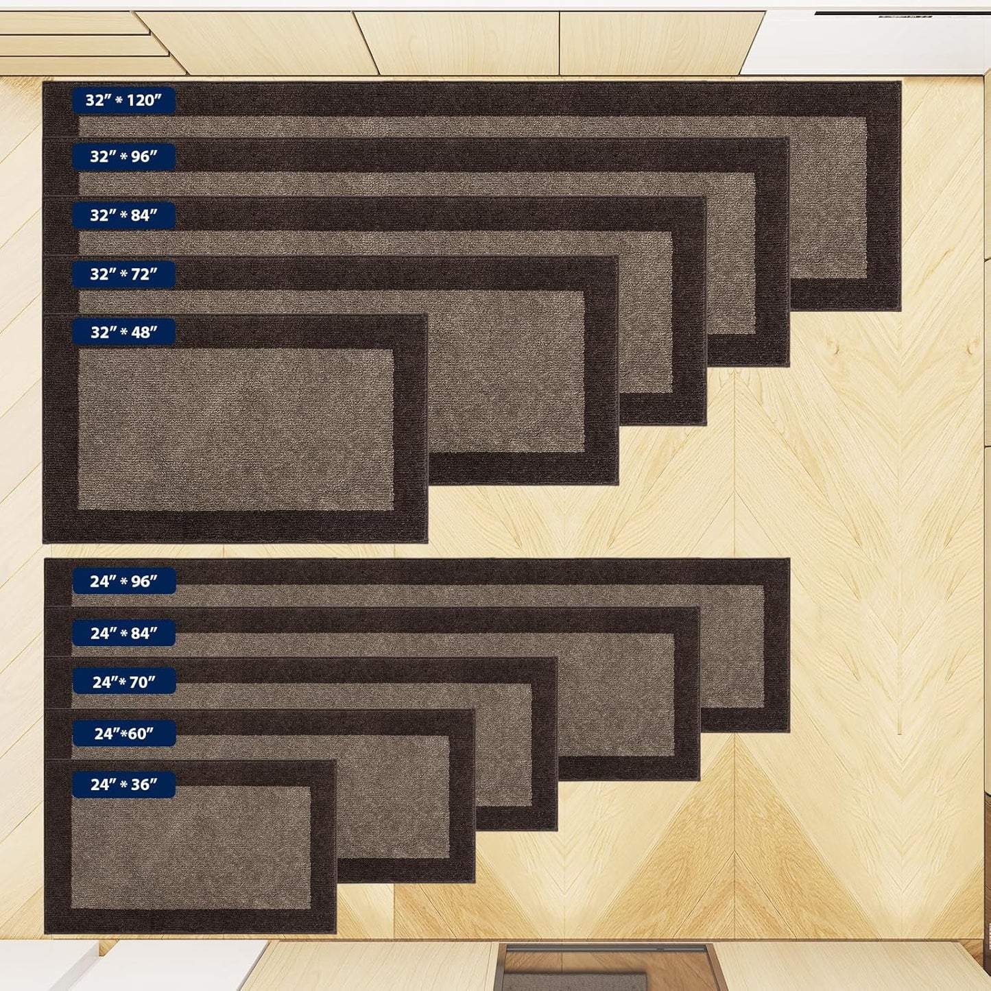 Machine Washable Kitchen Rug 24" x 84", Non Slip Kitchen Mat for Floor, Absorbent Entrance Runner Rug for Bedroom, Hallway, Bathroom, Door (Roll Packing)