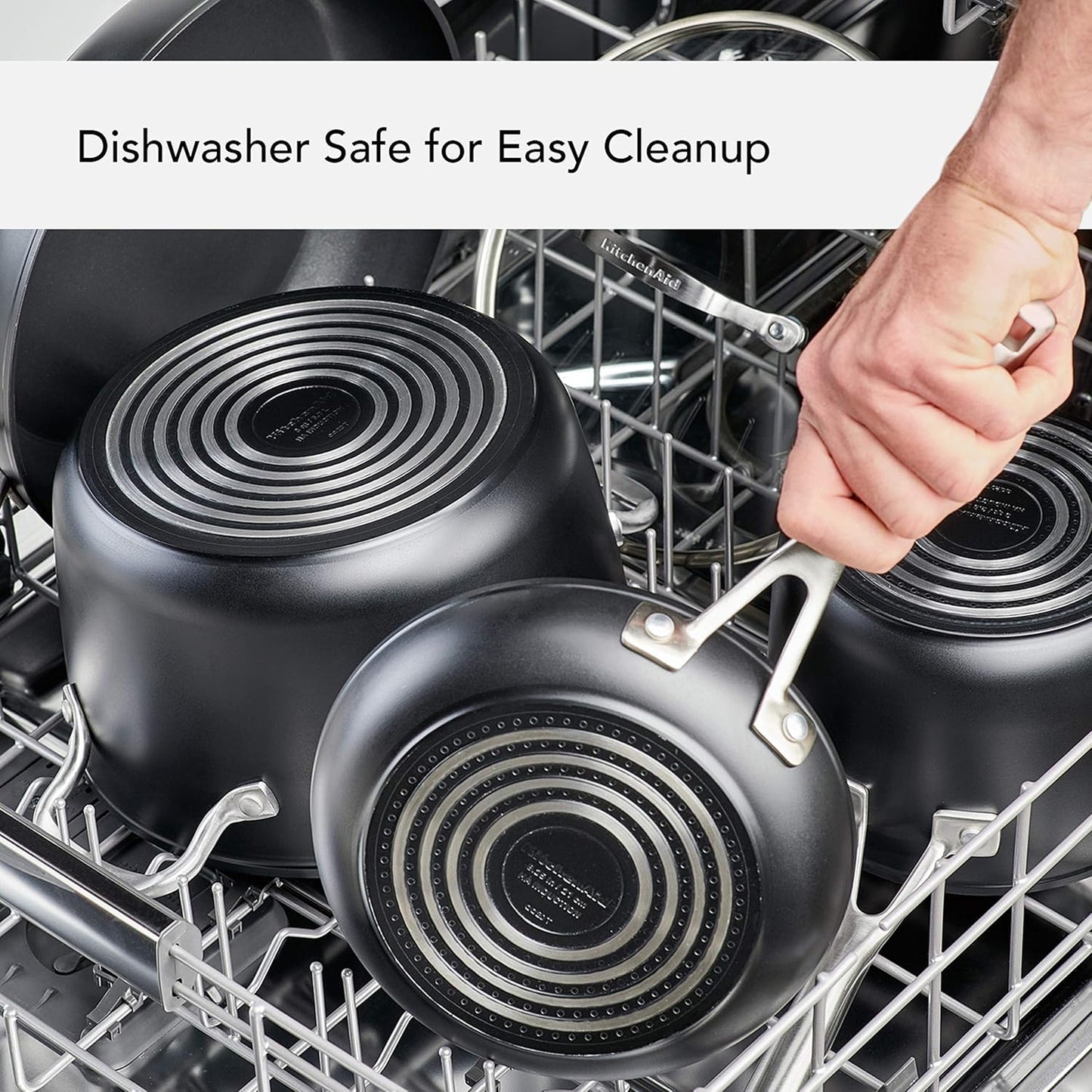 KitchenAid Hard Anodized Induction Nonstick Square Grill Pan/Griddle with Pouring Spouts, 11.25 Inch, Matte Black