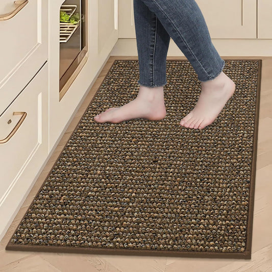 BEQHAUSE Kitchen Rugs 24"x36", Non-Slip Kitchen Mats for Floor, Super Absorbent and Stain Resistant Kitchen Rugs, Machine Washable Rugs for Kitchen, Hallway, Laundry & Sink, Brown