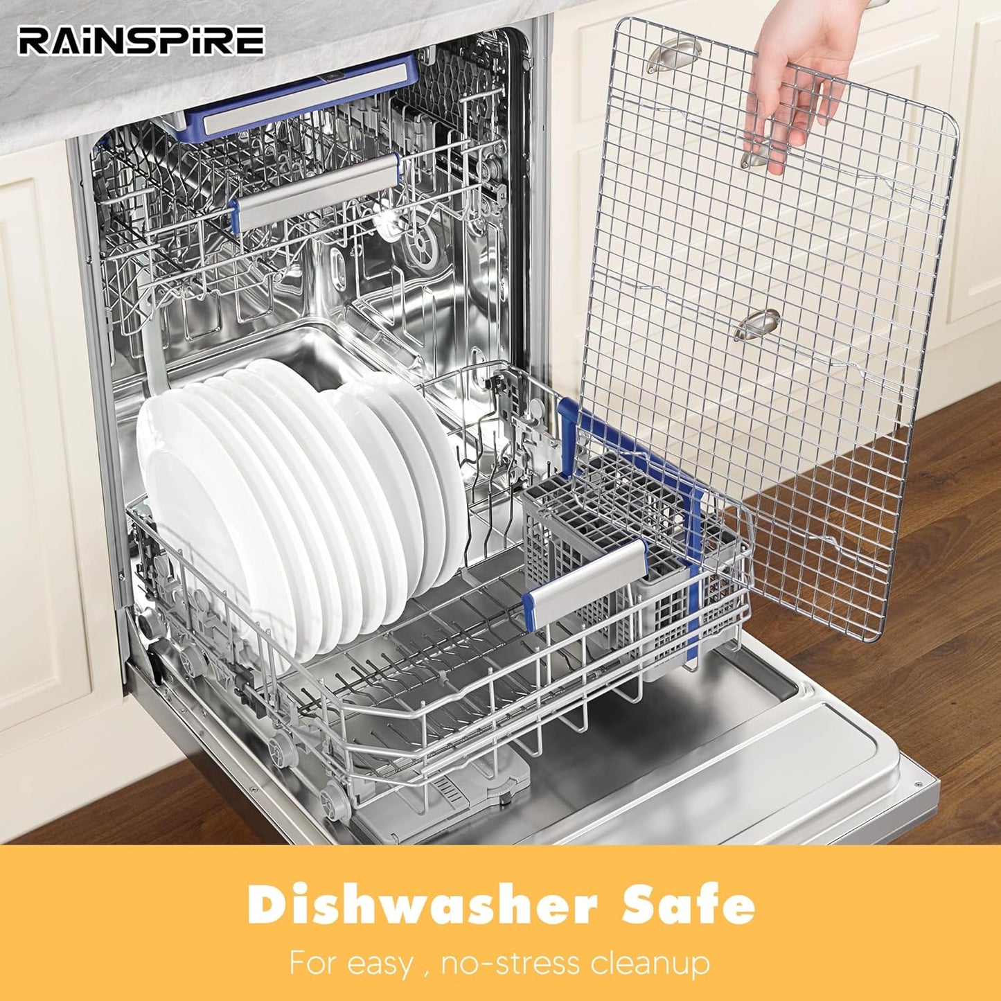 Rainspire 2-Pack Cooling Rack 10" x 15" Stainless Steel Heavy Duty Cooling Racks for Cooking and Baking Oven Safe Wire Rack for Cooking Baking Rack for Oven Cooking Fits Jelly Roll Pan