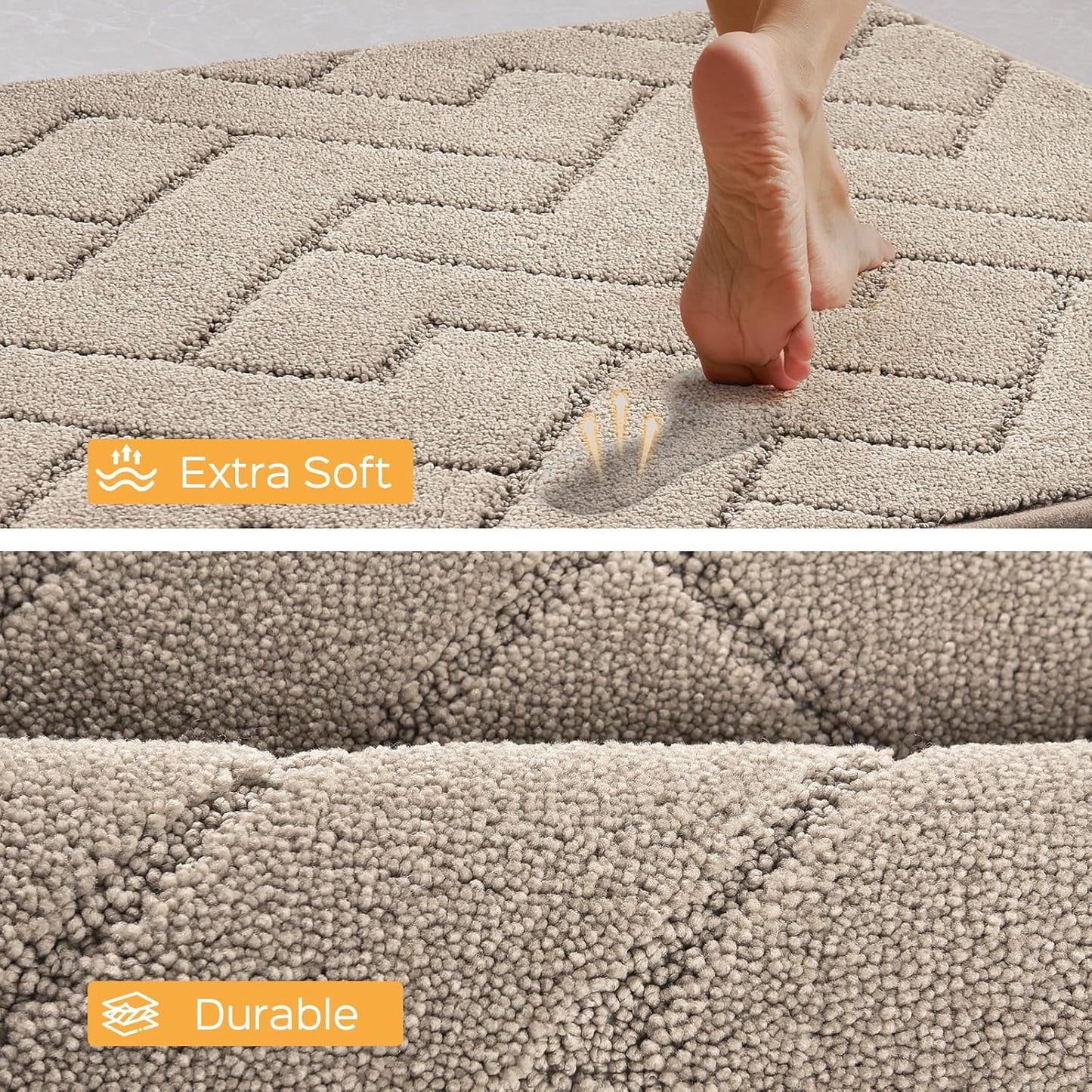 Machine Washable Kitchen Rugs 24" x 36", Non-Slip Kitchen Runner Rugs Mats for Floor, Absorbent Comfort Standing Mats for Kitchen, Sink, Laundry and Hallway, Taupe