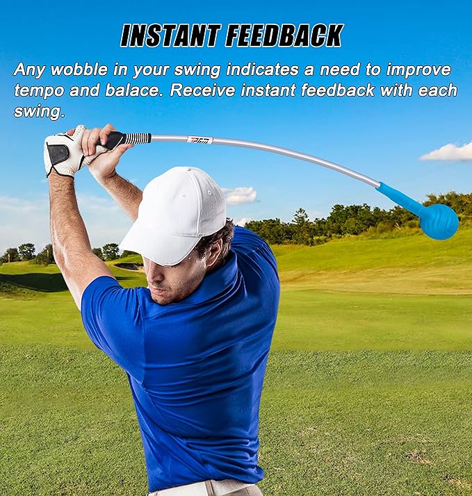 PGM Golf Swing Trainer Aid -2.0 Golf Swing Training Aid Golf Practice Warm-Up Stick for Strength Flexibility and Tempo Training -Suit for Practice Chipping Hitting Golf Accessories for Men and Women