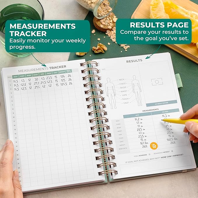 Clever Fox Food Journal Spiral - Daily Food Diary, Meal Prep Planner to Track Calories & Nutrients, Weight Loss Tracker Notebook (Mint Cream)