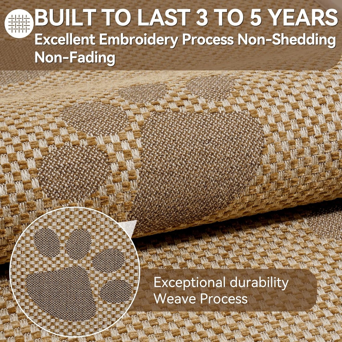 Kitchen Mats for Floor, Super Absorbent Kitchen Rugs Non Slip Washable, Rubber Backing Soft Woven Linen Embroidery Runner Rug, Standing Mat Kitchen Sink Mat, Easy to Clean, Brown 17x47