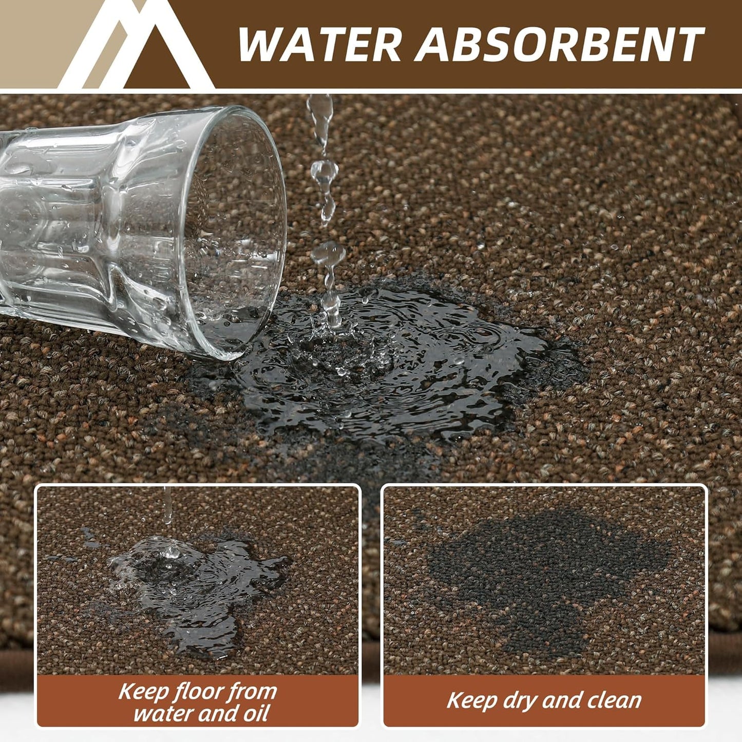 COSY HOMEER Kitchen Rugs Non Slip Washable 24"x36"+24"x60" Absorbent Kitchen Mats for Floor Stain Resistant Kitchen Runner Rug Sets of 2 Kitchen Floor Mats for Sink,Brown