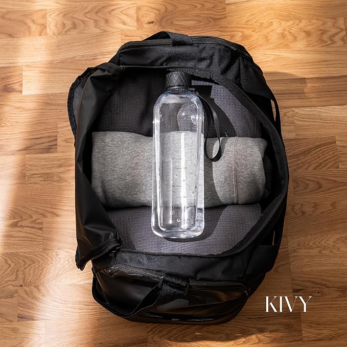 KIVY Tritan Water Bottle 2nd Generation (Black Clear, 50oz)
