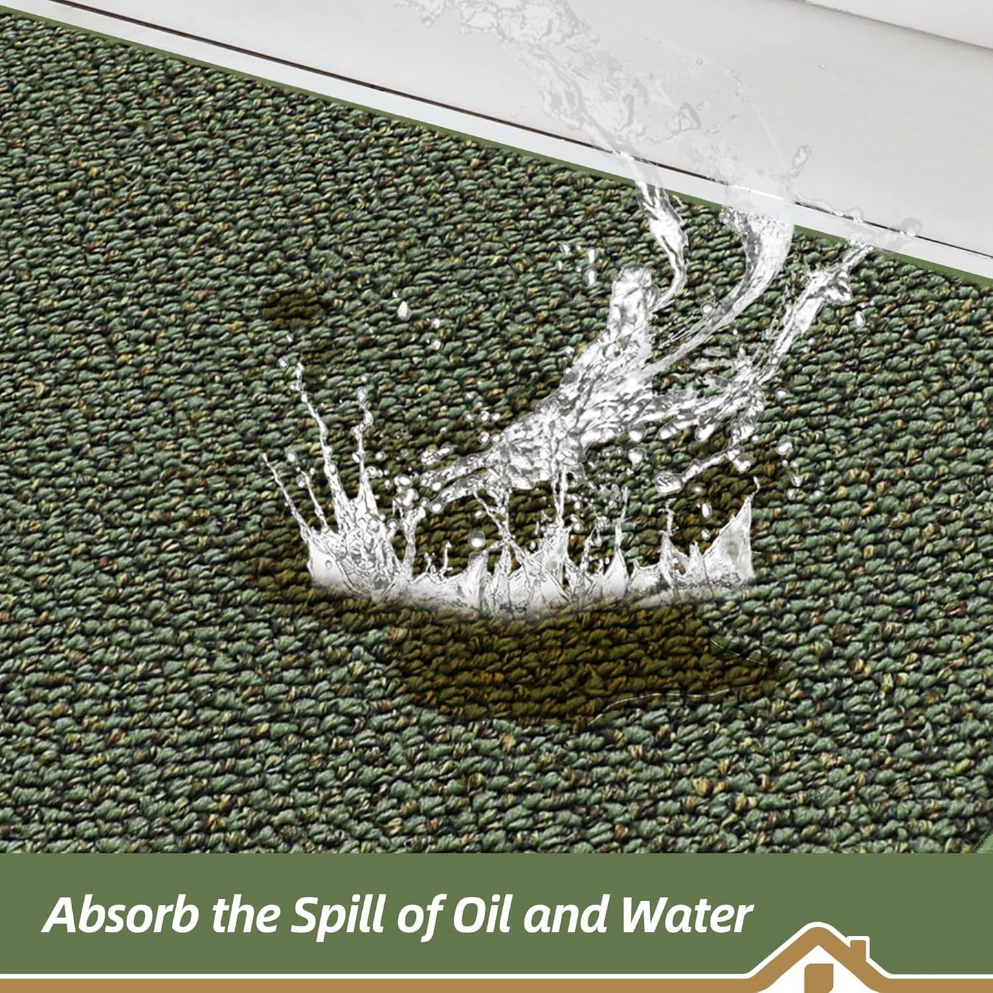 BEQHAUSE Kitchen Runner Rugs 24"x60", Non-Slip Kitchen Mats for Floor, Super Absorbent and Stain Resistant Kitchen Rug, Machine Washable Rugs for Kitchen, Hallway, Laundry & Sink, Green