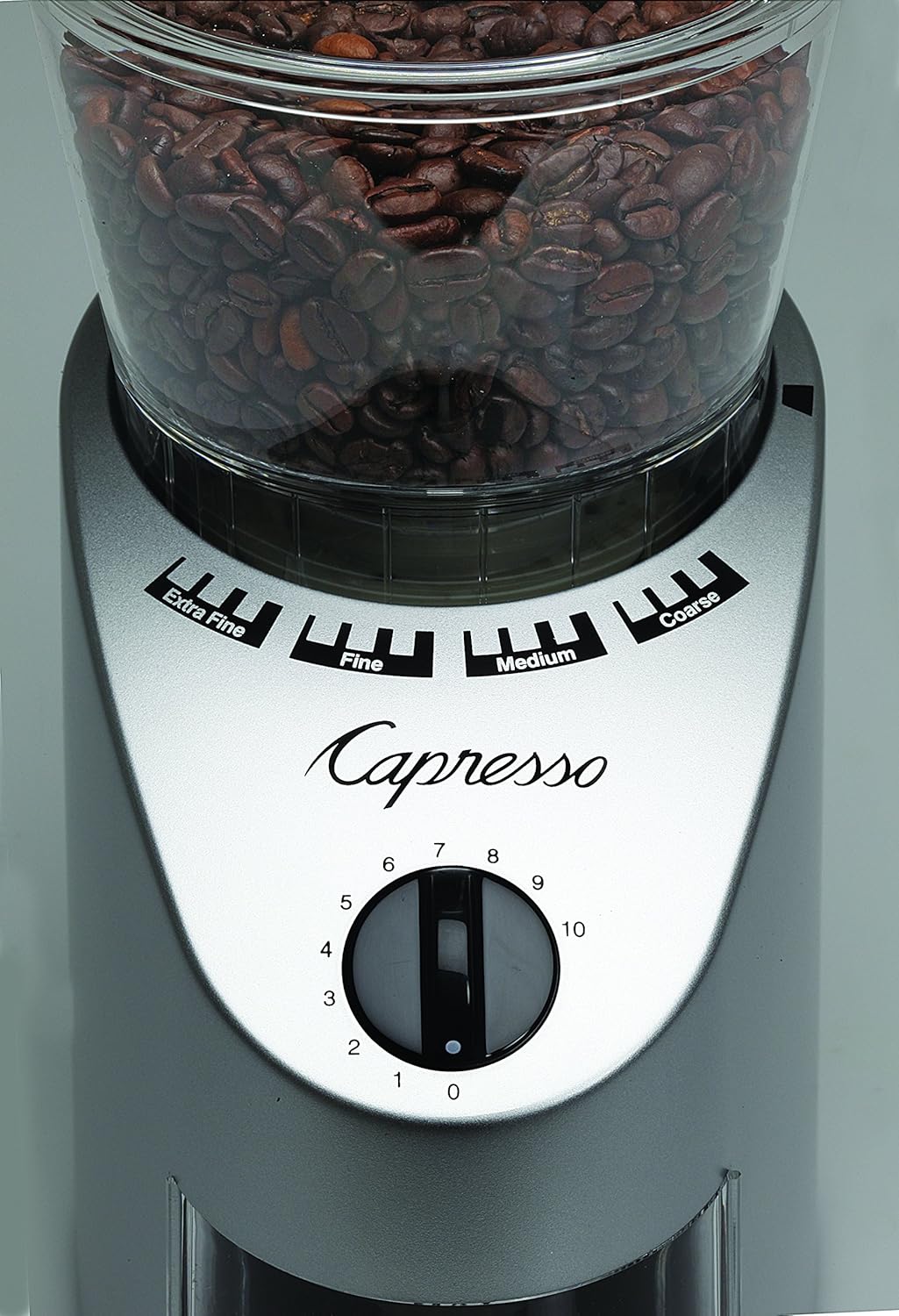 Capresso 560Infinity Conical Burr Grinder, Brushed Silver, 8.5-Ounce