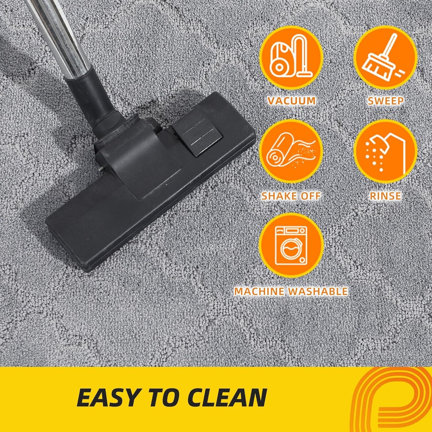 JSEI Kitchen Rugs, Non-Slip Kitchen Mats for Floor, Soft Washable Absorbent Kitchen Mats 2 Pieces, Kitchen Carpet Runner with TPR Backing, Polyester, 20”x32”+20”x48”, Light Grey