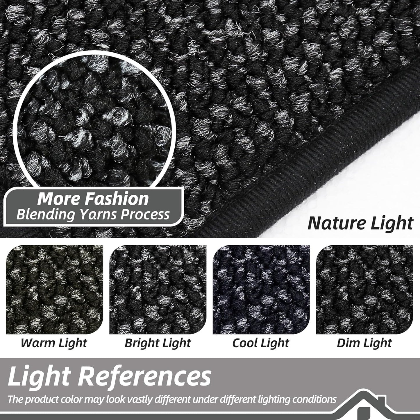 BEQHAUSE Kitchen Rugs and Mats 2PCS, Non-Slip Kitchen Mats for Floor, Absorbent and Stain Resistant Kitchen Runner, Machine Washable Rugs for Kitchen, Laundry & Sink, 20"x32"+20"x48", Black