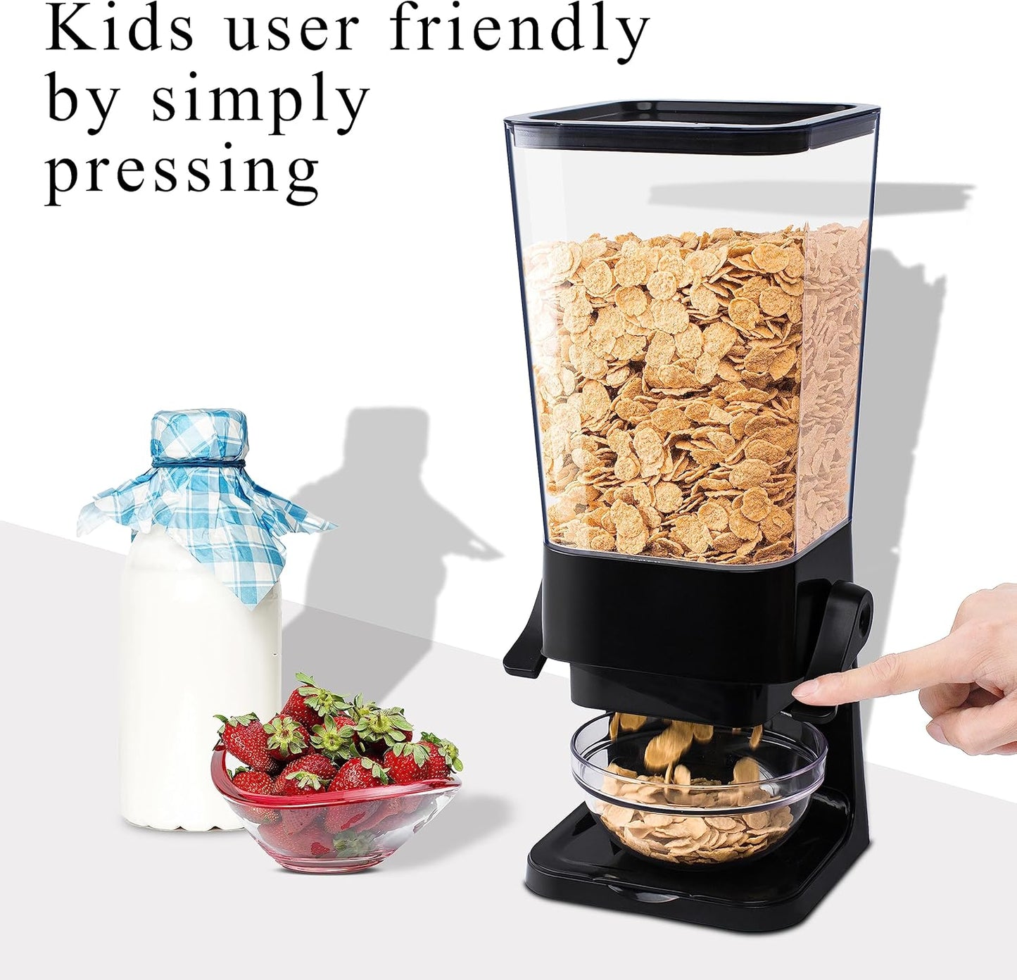 Cereal Dispenser Countertop, 5L Kitchen Organization Cereal Containers Storage, Desktop Candy Dispenser Plastic Cereal Dispenser, Snack Containers Can Hold Granola, Dry Food, Grain (Black, 3Pc)