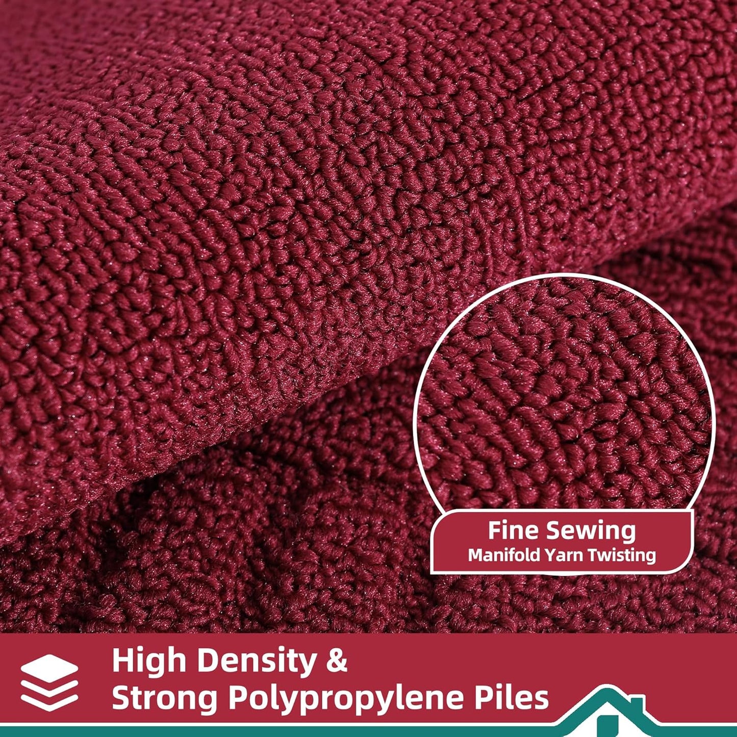 BEQHAUSE-Kitchen-Rugs-and-Mats Non Skid Washable Kitchen Mats for Floor Red Kitchen Rug Polypropylene Kitchen Mat with TPR Backing 24”x35”