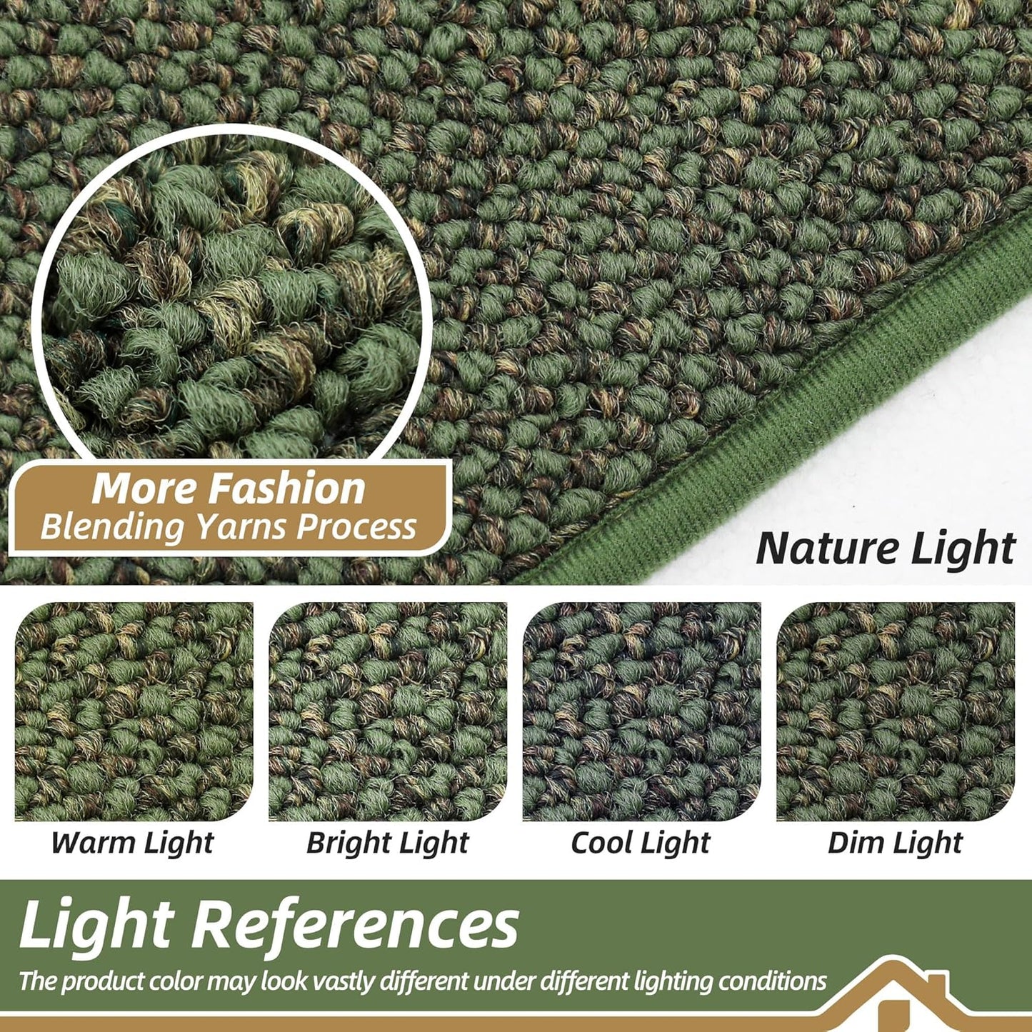 BEQHAUSE Kitchen Runner Rugs 20"x48", Non-Slip Kitchen Mats for Floor, Super Absorbent and Stain Resistant Kitchen Rug, Machine Washable Rugs for Kitchen, Hallway, Laundry & Sink, Green