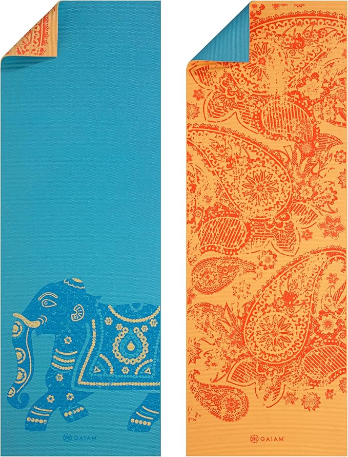 Gaiam Yoga Mat - Premium 6mm Print Reversible Extra Thick Non Slip Exercise & Fitness Mat for All Types of Yoga, Pilates & Floor Workouts (68" x 24" x 6mm Thick)