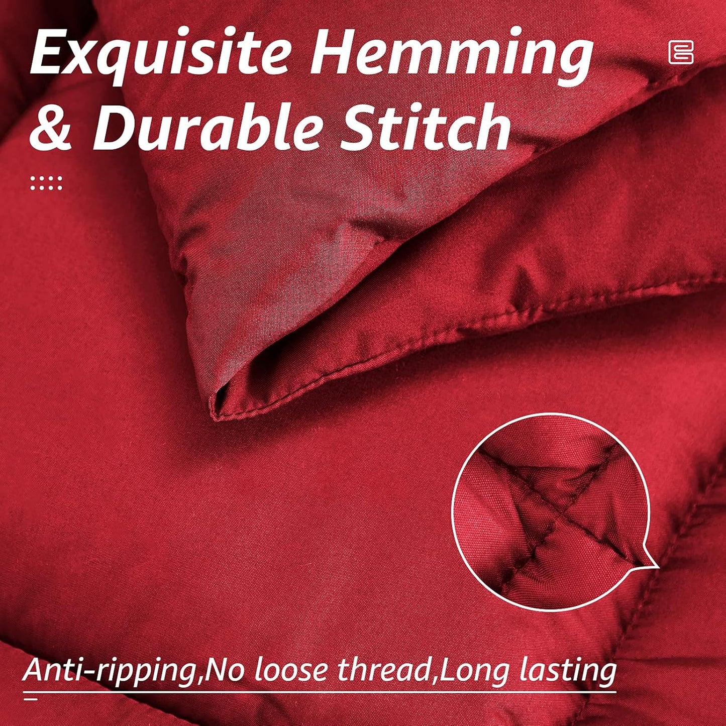 HYLEORY All Season Twin Size Bed Comforter - Cooling Goose Down Alternative Quilted Duvet Insert with Corner Tabs - Winter Warm - Machine Washable - Red